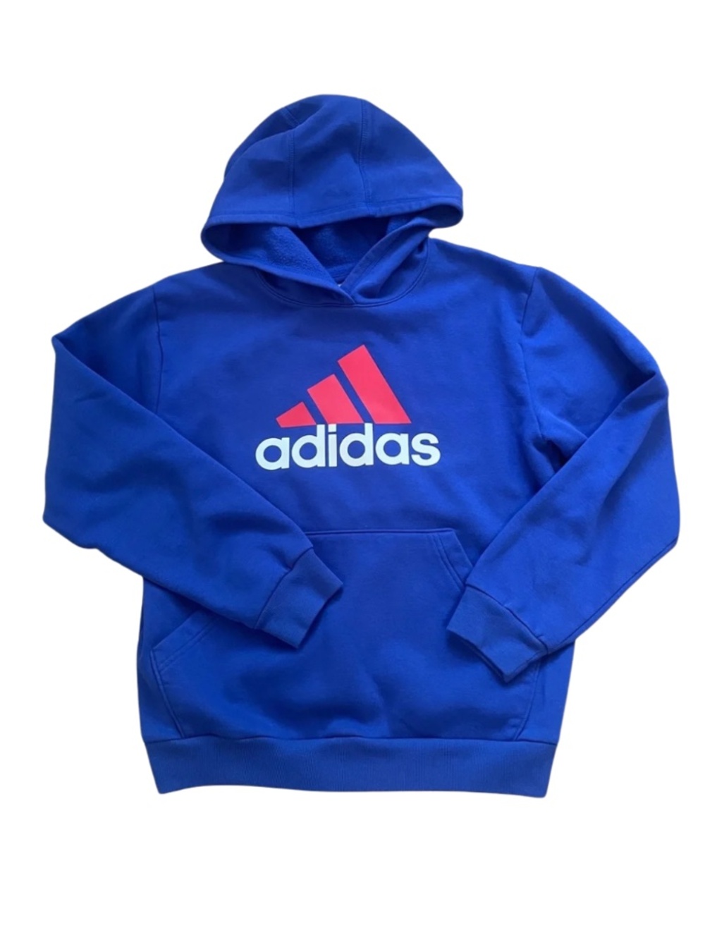 Adidas Boys 10 Royal Blue Crewneck Hoodie with Red Logo #0039